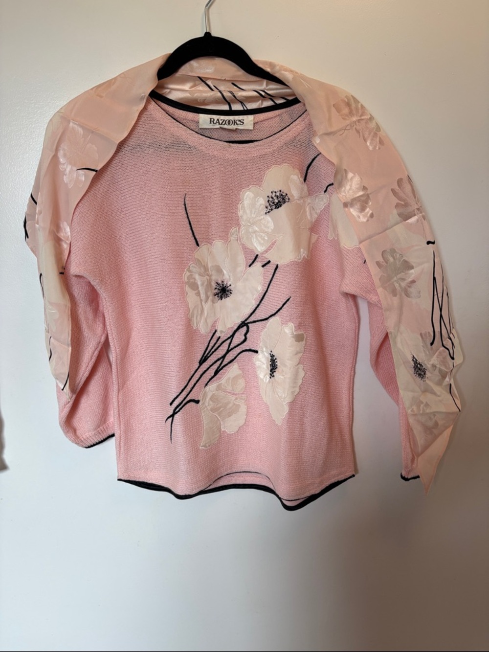 Razooks Pink Floral Sweater & matching Scarf